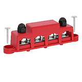 12V Power Distribution 250A Bus Bar Block with Cover 4 3/8" Studs 3 x #8 Terminal Screw 48VDC 300VAC