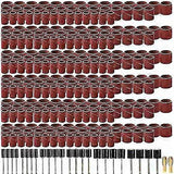 458Pcs Sanding Drums Kit Grinding Tool for Drum Polishing Machine with432Pcs Sanding Band Sleeves 24Pcs Drum Mandrels, Reddish Brown