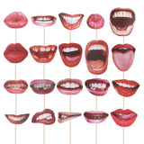 20pcs Photo Booth Props Funny Red Lips Selfie Props Unique Picture Shooting Props for Party Festival Gathering