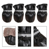 4pcs Dog Shoes Reflective Waterproof Dog Boots Warm Snow Rain Pets Booties Small Medium Pet Dog Winter Anti-slip Footwear