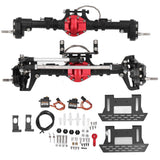 RC Front Rear Portal Axle Set with Pedal Servo Aluminum Alloy for Axial SCX10 I II III AXI03007 YK4082 YK4102 YK4103 Black