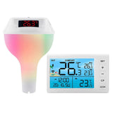Wireless Floating Pool Thermometer Solar Pool Thermometer Pool LED Digital Water Thermometer with RGB Atmosphere Light