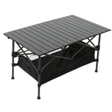 Small Outdoor Folding Table Carbon Steel Frame Weather Resistant Table with Organizers Net Easy to Carry for Picnics
