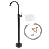 Freestanding Bathtub Faucet European Style Brass Stainless Steel Without Hole Floor Stand Tap for Column Type Basin Black