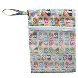 Portable Waterproof Baby Cotton Diapers Outdoor Pouch Dry/Wet Storage Bag(Yellow Owl)