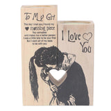 2pcs Heart Candlestick Wood Quotation Engraved Crafted Heart Candle Holder for Home Decoration A04