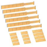 6x Bamboo Drawer Dividers With 12 Inserts,16.3-22inches,expandable Kitchen Drawer Organizer,adjusta