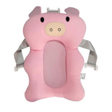 Baby Bathtub Floating Mat Infant Bathing Tub Bed Cushion Adjustable Belt Buckle Cartoon Shape Pink