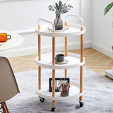 Cart Storage Rack Plastic Armrest Design Corrosion Resistant Rolling Storage Cart for Home Living Room Office White 3 Layers