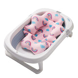 Baby Bath Cushion Pad Adjusted Mesh Support Baby Bath Floating Mat for Infants Newborn Pink Rainbow