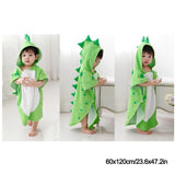 Baby Bath Towel Cotton Skin Friendly Good Water Absorption Dinosaur Style Unisex Kid Hooded Bathrobe Green 60x120cm/23.6x47.2in