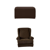 Stretch Wing Back Arm Chair Cover Ottoman Footstool Slipcover Kit Coffee