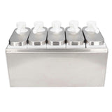 Sauce Dispenser Pump Salad Jam Seasoning Condiment Squeeze Pump Container with Base for Kitchen Restaurant 5 Pumps