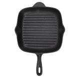 Cast Iron Grill Pan Large Capacity Double Outlet Quadrate Steak Bacon Pan for Home Camping Panic Restaurant 28CM