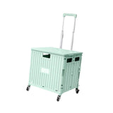 (Green) Folding Shopping Cart 45 L Capacity for Fishing Grocery Buying Daily Storage Green