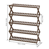 Solid Bamboo Shoe Rack Foldable Freestanding Shoe Shelf Installation-Free Shoe Organizer Heavy Duty Rack for Hallway Entryway Closet Balcony 5-Tier