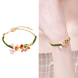 French forest hand-painted enamel glaze flower bracelet personality temperament adjustable bracelet hand jewelry lady