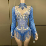 Mesh Perspective Pattern Tassel Style Wrapped Hip Short Skirt Evening Dress