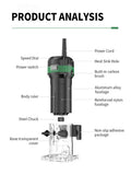 800W Wood Router Woodworking Electric Trimmer Engraving Slotting Trimming Carving hine Kit With 6.35 Milg Cutter