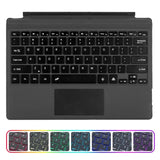 Tablet Bluetooth-compatible 5.1 7 Colors LED Backlit Trackpad Keyboard Rechargeable for Surface Pro 3/4/5/6/7