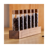 Storage Tubes Coffee Bean Cellar Wooden Display Stand and Funnel Espresso Accessories