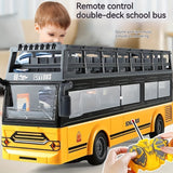 4 Channels RC Electric Double Layer Bus With LED Lights For Boys Girls Remote Control School Bus Sightseeing