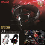 Somic Wired Headset USB Interface Professional Vibrating Folding Microphone Gaming Bass Dormitory Headphone Black