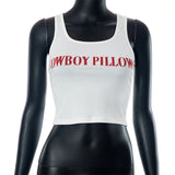 New Letter Printing Skinny Short Tank Top Sleeveless T-shirt Women
