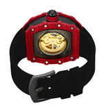 PINTIME Hot Sale Men Sport Automatic Watch Mechanical Movement Rubber Strap Luxury Style Hollow Dial Gift Wristwatches
