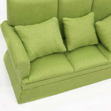 1:12 Mini Dollhouse Furniture Sofa with 3Pcs Pillow Set Simulation Miniature Living Room DIY Doll House