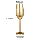 220ml Stainless Steel Champagne Unbreakable Wine Cup Gold Sier tail Glass Metal Flute Home Bar Party Supplies