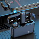 Mini Mic 2 in 1 Wireless Portable Mic Clip-on Lavalier Radio Microphone Digital Display Noise Reduction for Short Video Shooting