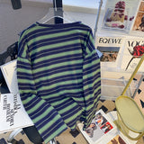 Plus Size Women's Striped Long-sleeved T-shirt Bottoming Shirt