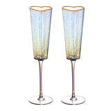 2 Pcs Creative Heart Shaped Glass Red White Wine Glasses Elegant Goblet Champagne Drinking Cup Household Valentine Gift