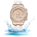 PINTIME Watch for Men Sports Silicone Strap Fashion Quartz Wristwatch Waterproof 3br Casuals Diamond Alloy Case Calendar Clock