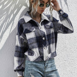 Women's Loose Casual Shirt Plush Check Jacket