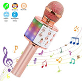 Wireless karaoke microphone, Bluetooth handheld portable speaker, home KTV player with LED dance recording function, children's