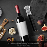 Wine Opener With Foil Cutter, Air Pressure Wine Bottle Opener Easy Cork Remover Corkscrew Stainless Steel Bar Accessories Kitchen Supplies Wine Air Pressure Bottle Opener Four-Piece Set Cylinder