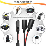 1 to 2 Car Power Charger 12V 24V Plug 2-Way Splitter Y Adapter 30cm Cigarette Lighter Extension Cord