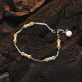 925 Sterling Silver Simple Cold Style Original As Right As Rain Gold And Silver Contrast Color Bracelet