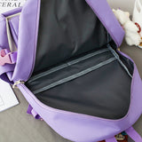 4pcs/set School Large Capacity Canvas Backpack For Students Bookbags Girls Kawaii Casual Book Travel Rucack Shoulder Bags