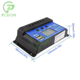 Solar Panel 10A20A30A 12V24V Auto Battery Charge Regulator PWM Controller LCD Dual USB for PV Home