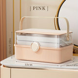 1pc Transparent 3-layer Storage Box With Cover And Handle, Large Capacity Multifunctional Dust-proof Storage Case For Keeping Cosmetics, Medicines,carrying Cases