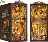 3D Wooden Puzzle DIY Miniature Kit for Insert Decoration - Book Nook Kit. Magic Book House Stand for Bookshelf.