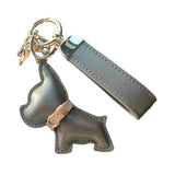 Cute Dog Keychain Leather Puppy Key Chain Charm Multifunctional Bulldog Bag Pendant for Car Keys Decoration