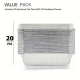50pcs Aluminum Pans With Lids, 21.59cm×15.24cm 1.02 KG Capacity Foil Food Containers With Lids