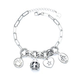 Sterling Silver Creative Heavy Industry Crown Multi-Style Bracelet