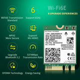 5374Mbps Intel AX210 Wifi 6E M.2 NGFF Wireless Adaptador Bluetooth 5.2 AX210NGW Network Card 2.4/5G/6Ghz 802.11AX WiFi Adapter