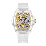 Fahion men watch ONOLA Sprot Plastic Transparent Hollow Full Automatic Mechanical Watches Men Waterproof Clock
