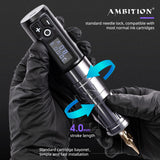 2023 Hot SaleAmbition Wireless 2400mAh LithiumBattery Tattoo Machine Pen Coreless Motor Direct Drive Fast Charge for Body Artist
